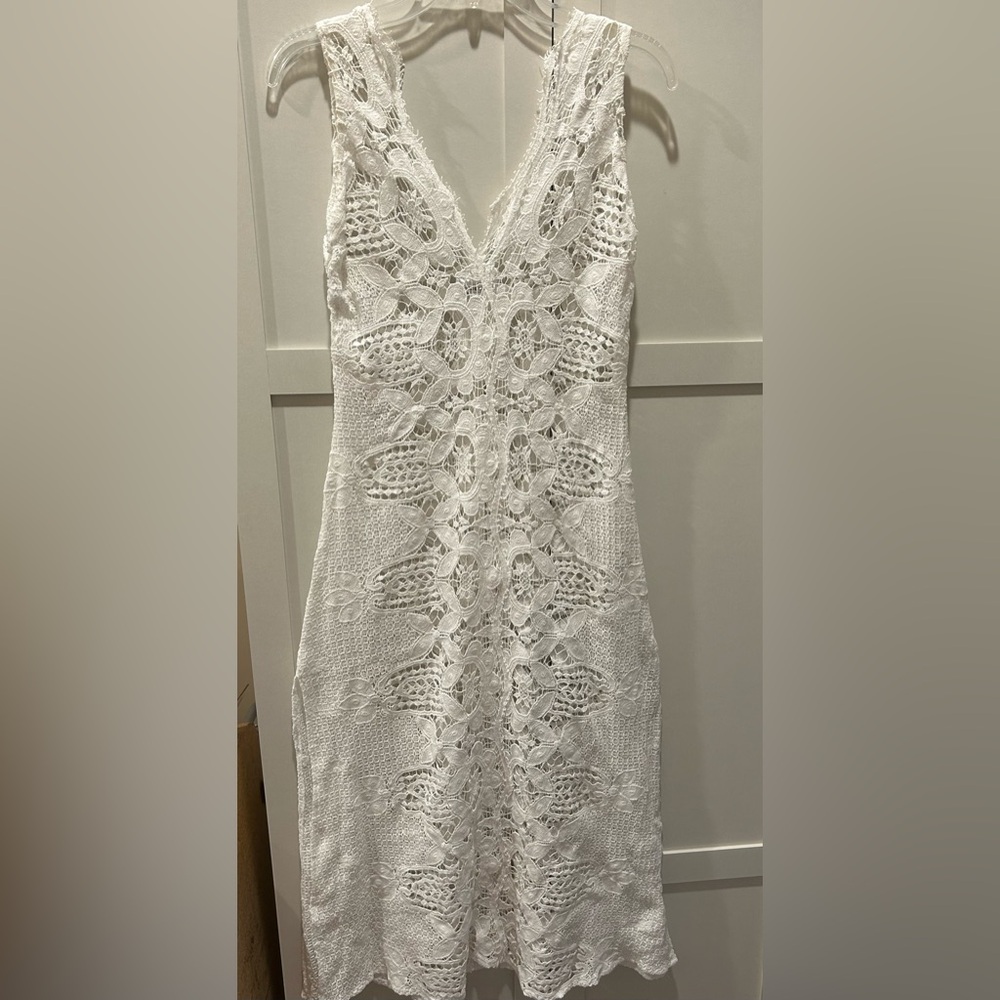 Miguelina White Halter Sheath Midi Dress.  NWOT   Size S  Handmade.